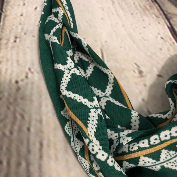 Knotted Boho Headband Green White Mixed Pattern - Picture 5 of 8